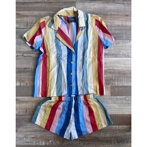 Reformation Rainbow Striped Pajama Set